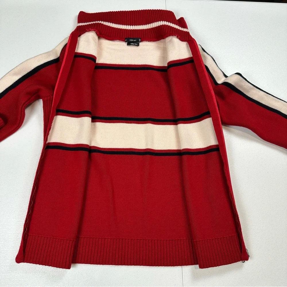 Women’s Zara Knit Nordic Full Zip Italian Yarn Vintage Wool Sweater Size‎ Medium